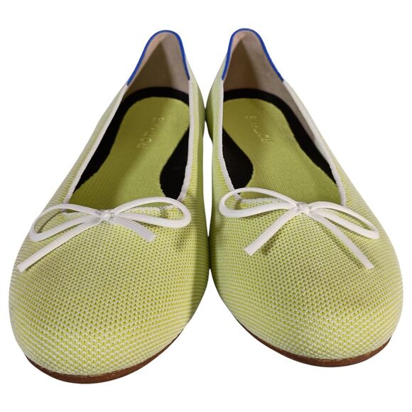Rothy's Chartreuse Women 11.5 Ballet Flats Lime Green Bow Round Toe Knit - Picture 3 of 8